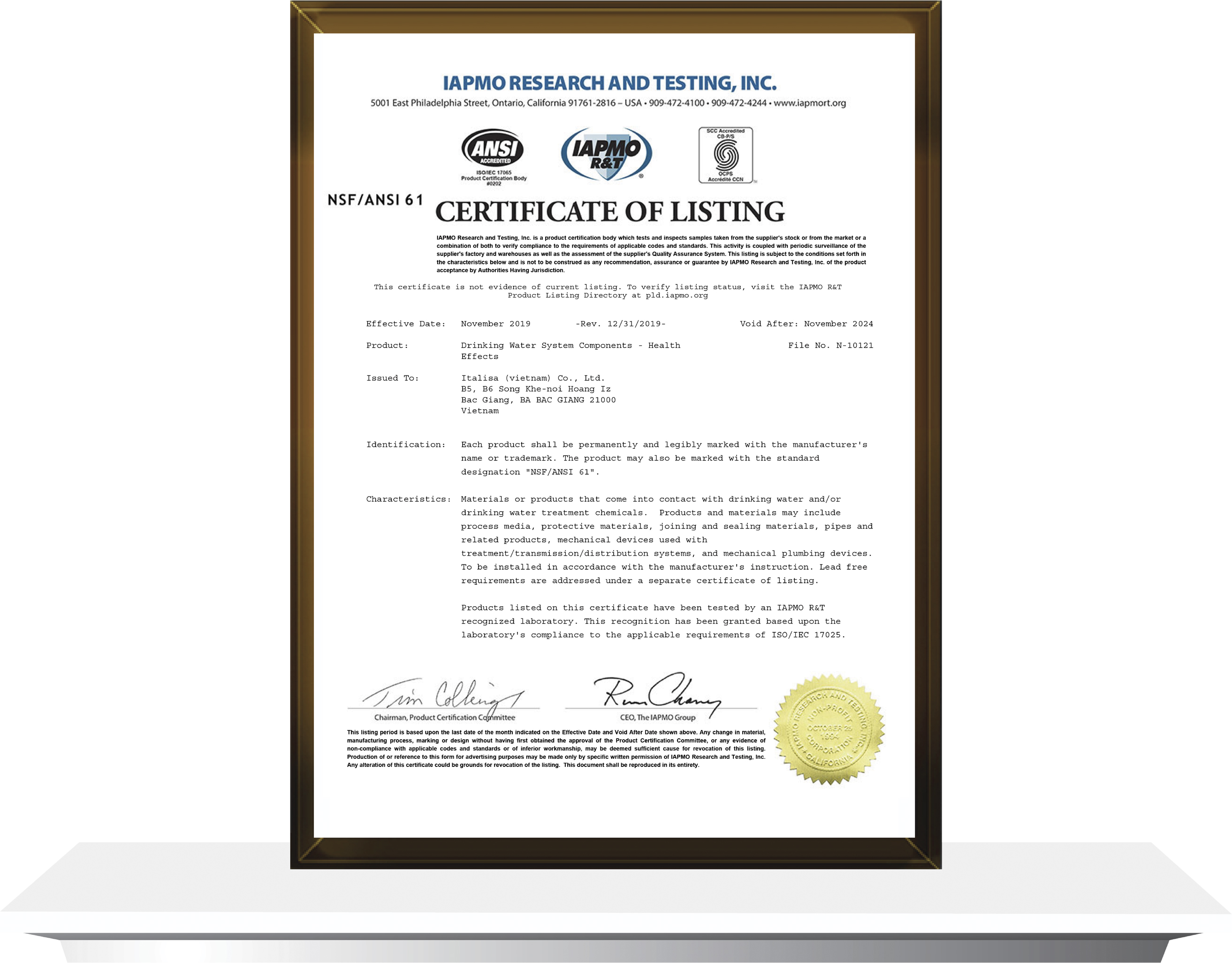 Certificate Of Listing-NSF ANSI 61.jpg